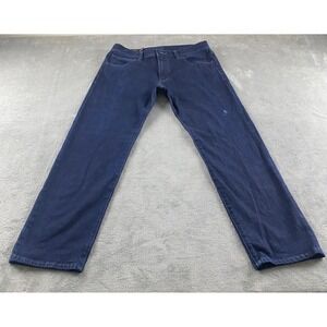 Armani Exchange Mens Relaxed Straight Leg Jeans Dark Blue 34S/C Distressed